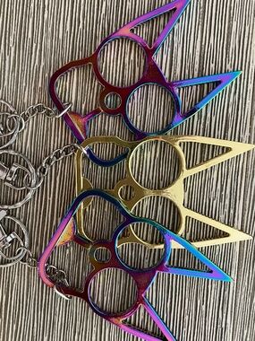 Cat Pointy Ears Metal Knuckle Protection! 3, Self Defense Safety Keychains